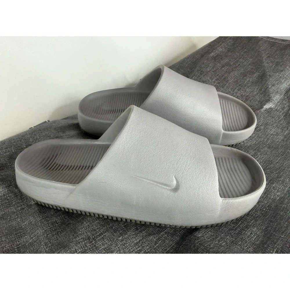 Nike Calm Slide Mens 8 Womens 9 Grey Excellent Foam Slip On Sandals FD4116-002